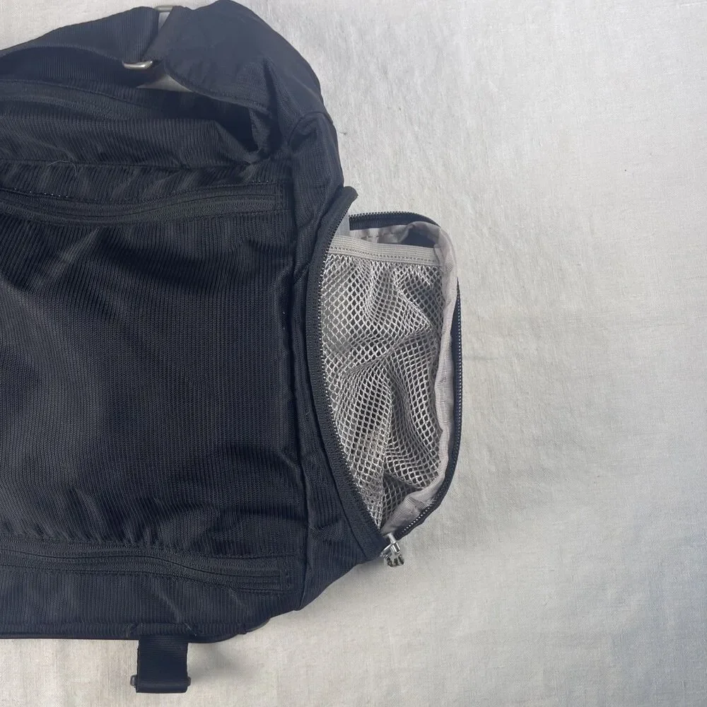 eBags Black Nylon Messenger Bag Crossbody Travel Commuter Laptop Multi-Pocket
